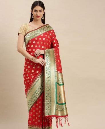 Picture of Splendid Red Silk Saree