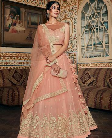 Picture of Excellent Peach Lehenga Choli