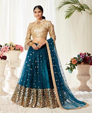 Picture of Pleasing Teal Blue Lehenga Choli