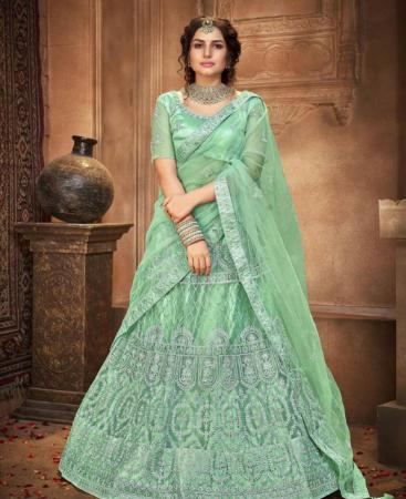 Picture of Well Formed Turquoise Green Lehenga Choli