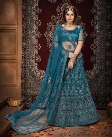 Picture of Excellent Blue Lehenga Choli