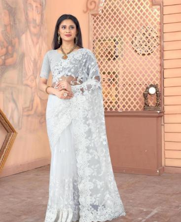 Picture of Amazing White Net Saree