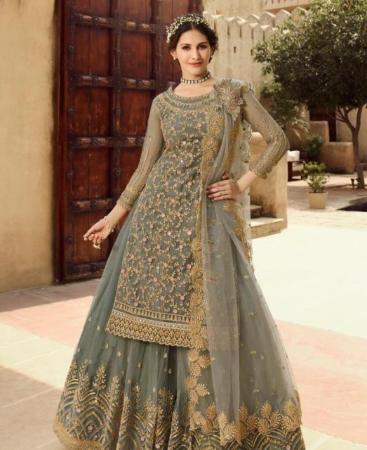 Picture of Enticing Grey Straight Cut Salwar Kameez