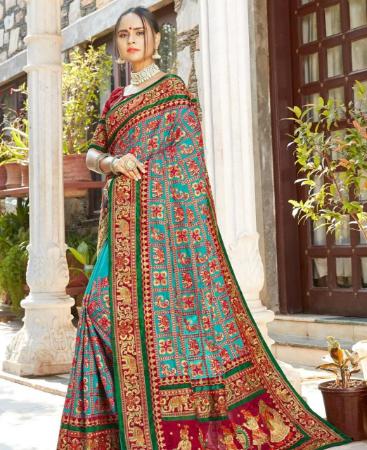 Picture of Sublime Turquoise Silk Saree