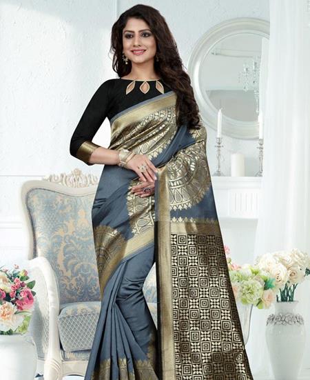 Picture of Ravishing Black/Grey Casual Saree