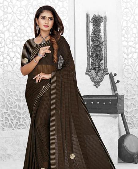 Picture of Beautiful Brown Casual Saree