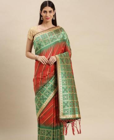 Picture of Elegant Orange Silk Saree