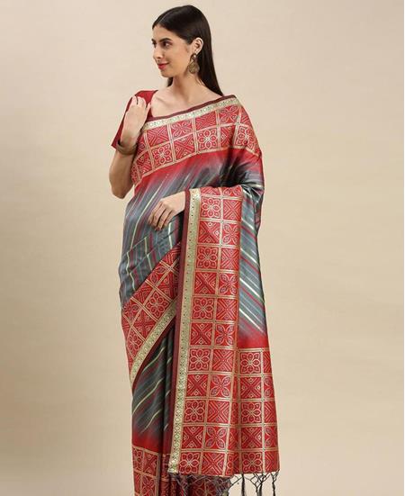 Picture of Charming Grey Silk Saree