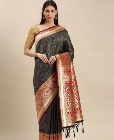 Picture of Fascinating Black Silk Saree