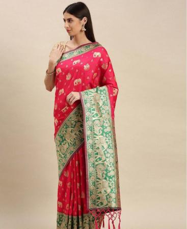 Picture of Delightful Pink Silk Saree