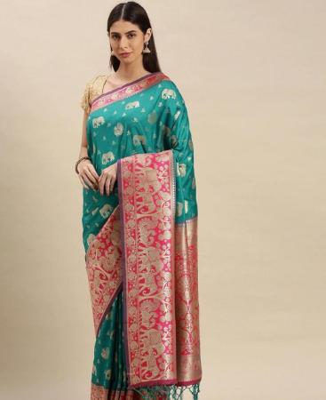 Picture of Graceful Teal Silk Saree