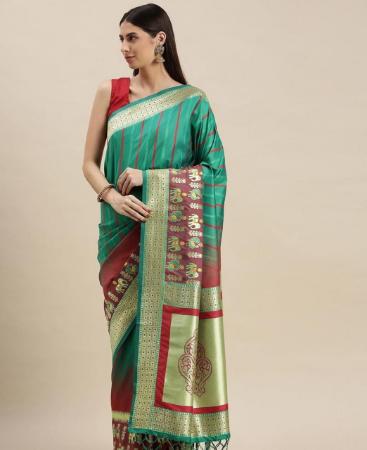 Picture of Magnificent Green Silk Saree