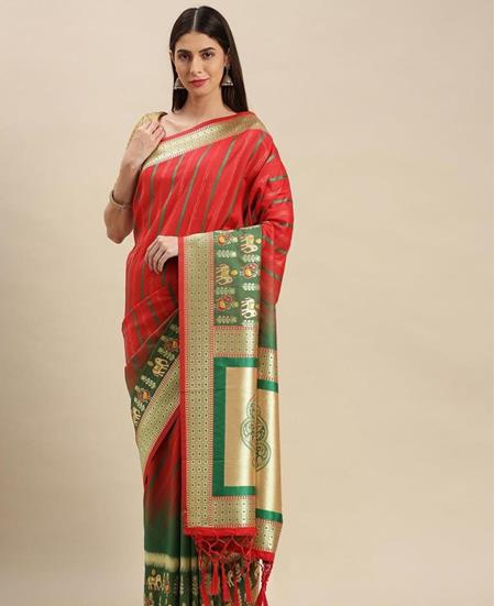 Picture of Excellent Red Silk Saree