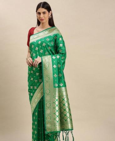 Picture of Enticing Green Silk Saree