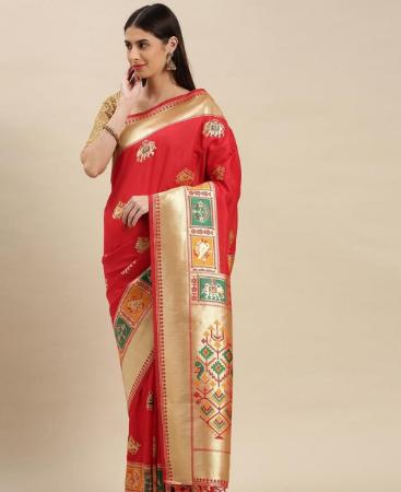 Picture of Shapely Red Silk Saree