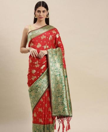 Picture of Bewitching Red Silk Saree