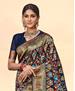 Picture of Pretty Navy Blue Silk Saree