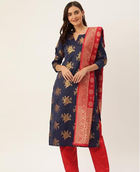 Picture of Magnificent Navy Blue Straight Cut Salwar Kameez