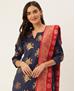 Picture of Magnificent Navy Blue Straight Cut Salwar Kameez