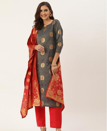 Picture of Beauteous Grey Straight Cut Salwar Kameez