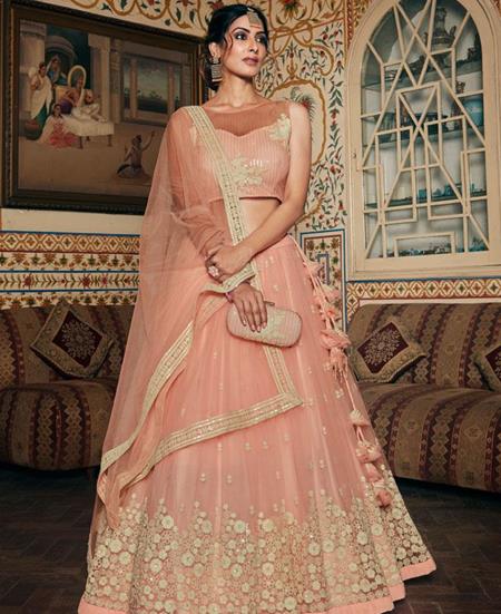 Picture of Excellent Peach Lehenga Choli