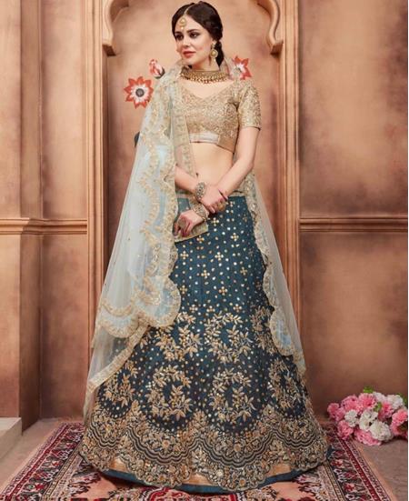 Picture of Alluring Rama Green Lehenga Choli