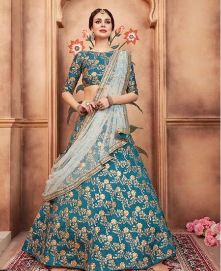 Picture of Statuesque Rama Green Lehenga Choli