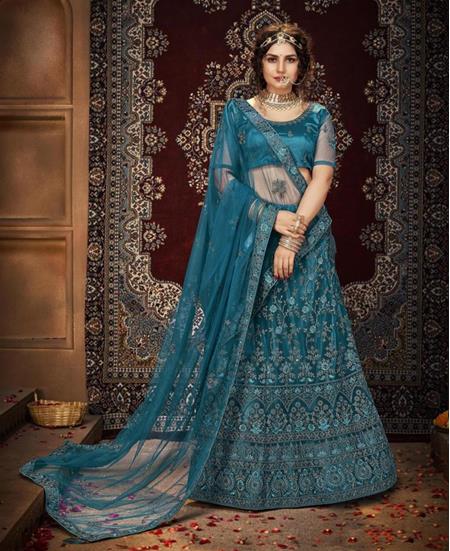 Picture of Excellent Blue Lehenga Choli