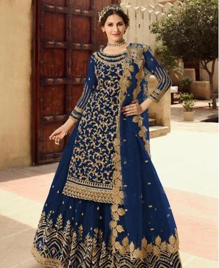 Picture of Appealing Blue Straight Cut Salwar Kameez