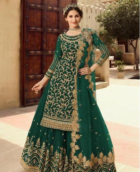 Picture of Bewitching Green Straight Cut Salwar Kameez