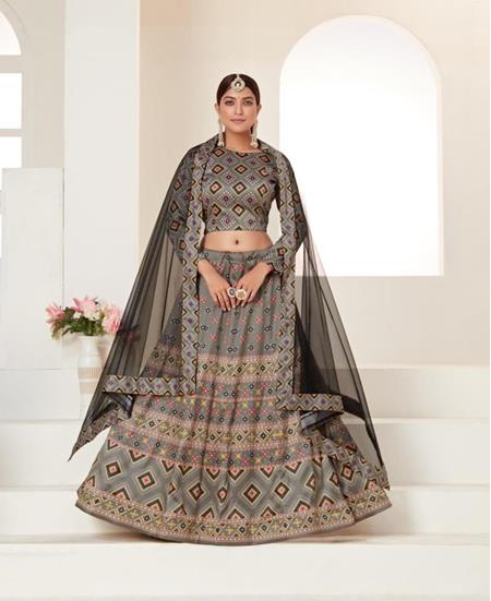 Picture of Charming Grey Lehenga Choli