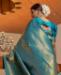 Picture of Excellent Teal Blue Silk Saree