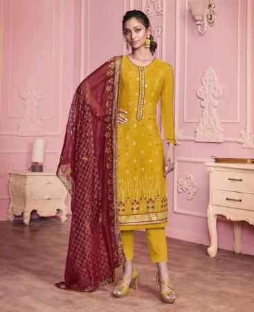 Picture of Sightly Musterd Straight Cut Salwar Kameez