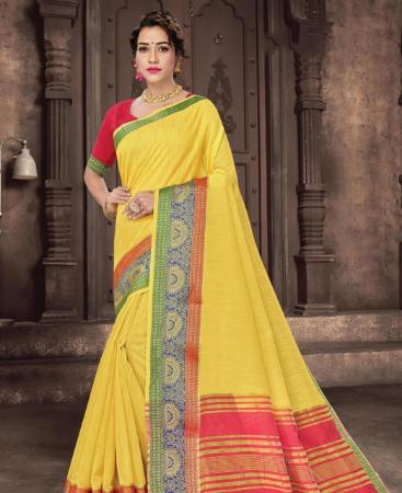 Picture of Well Formed Yellow Casual Saree