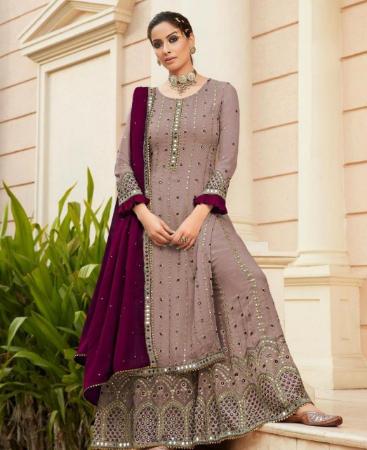 Picture of Shapely Rose Gold Straight Cut Salwar Kameez