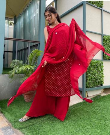 Picture of Beauteous Red Straight Cut Salwar Kameez