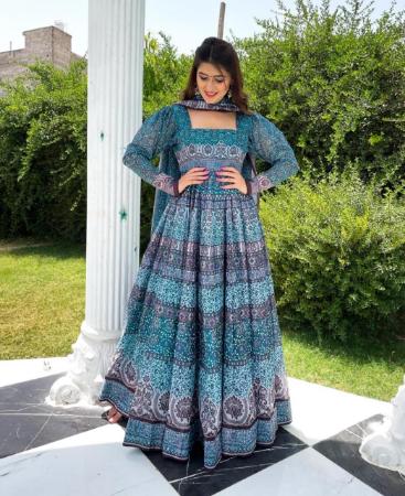 Picture of Lovely Skyblue Readymade Salwar Kameez