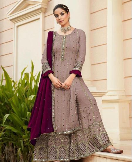 Picture of Shapely Rose Gold Straight Cut Salwar Kameez