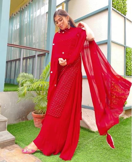 Picture of Splendid Red Readymade Salwar Kameez