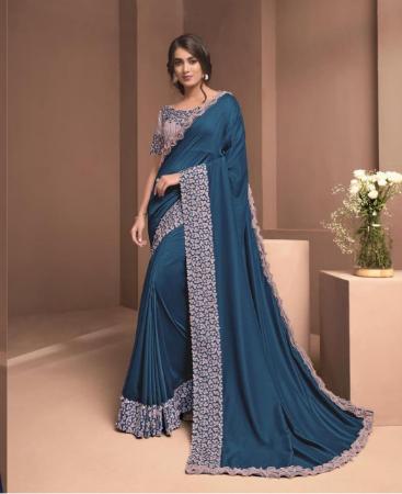 Picture of Elegant Teal Blue Casual Saree