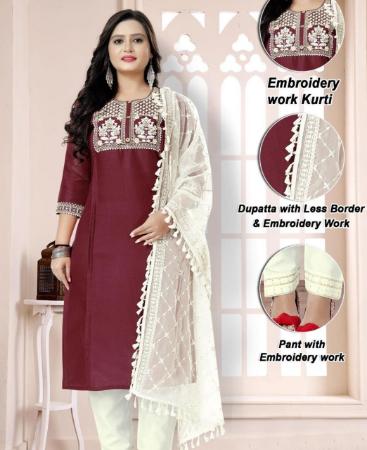 Picture of Grand Maroon Readymade Salwar Kameez