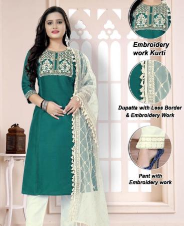 Picture of Sublime Rama Green Readymade Salwar Kameez