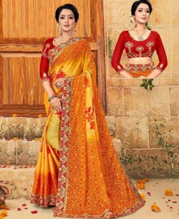 Picture of Beautiful Yellow Chiffon Saree