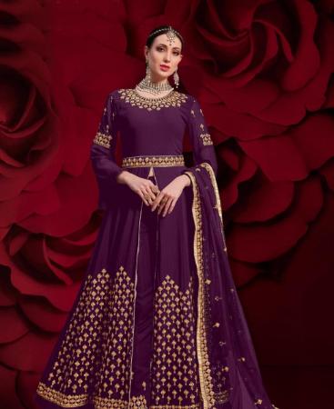 Picture of Resplendent Purple Anarkali Salwar Kameez