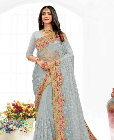 Picture of Sublime Grey Net Saree