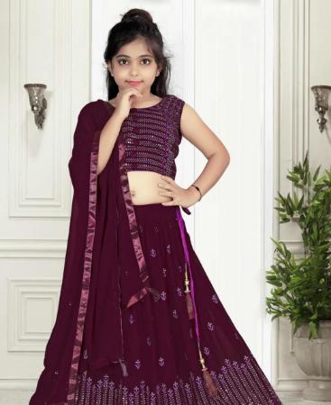 Picture of Fascinating Wine Kids Lehenga Choli