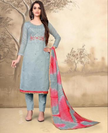 Picture of Beautiful Sky Blue Straight Cut Salwar Kameez