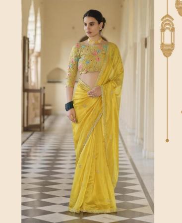 Picture of Magnificent Yellow Designer Saree