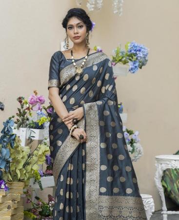 Picture of Resplendent Grey Silk Saree