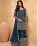 Picture of Pretty Teal Blue Straight Cut Salwar Kameez